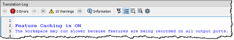 Feature caching warning